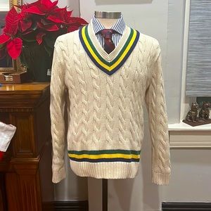 Polo Ralph Lauren, Cricket/ Tennis sweater, Mens large, Cable knit 100% cotton